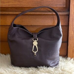 Dooney & Bourke Burgundy Pebble Leather Logo Lock Large Hobo Bag with COA